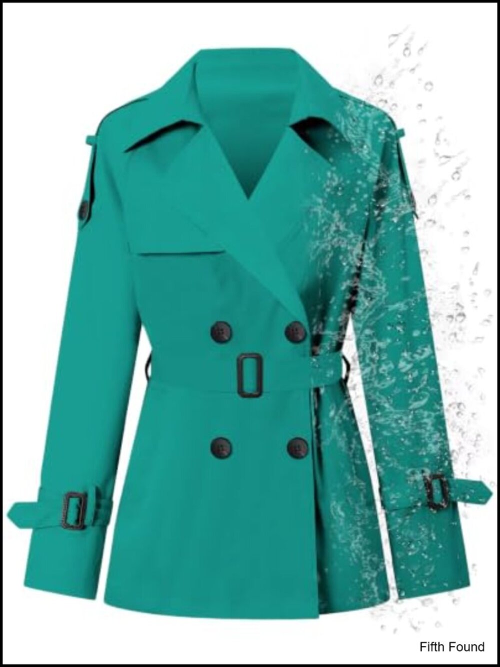 Water-Repellent Double Breasted Belted Short Trench Coat